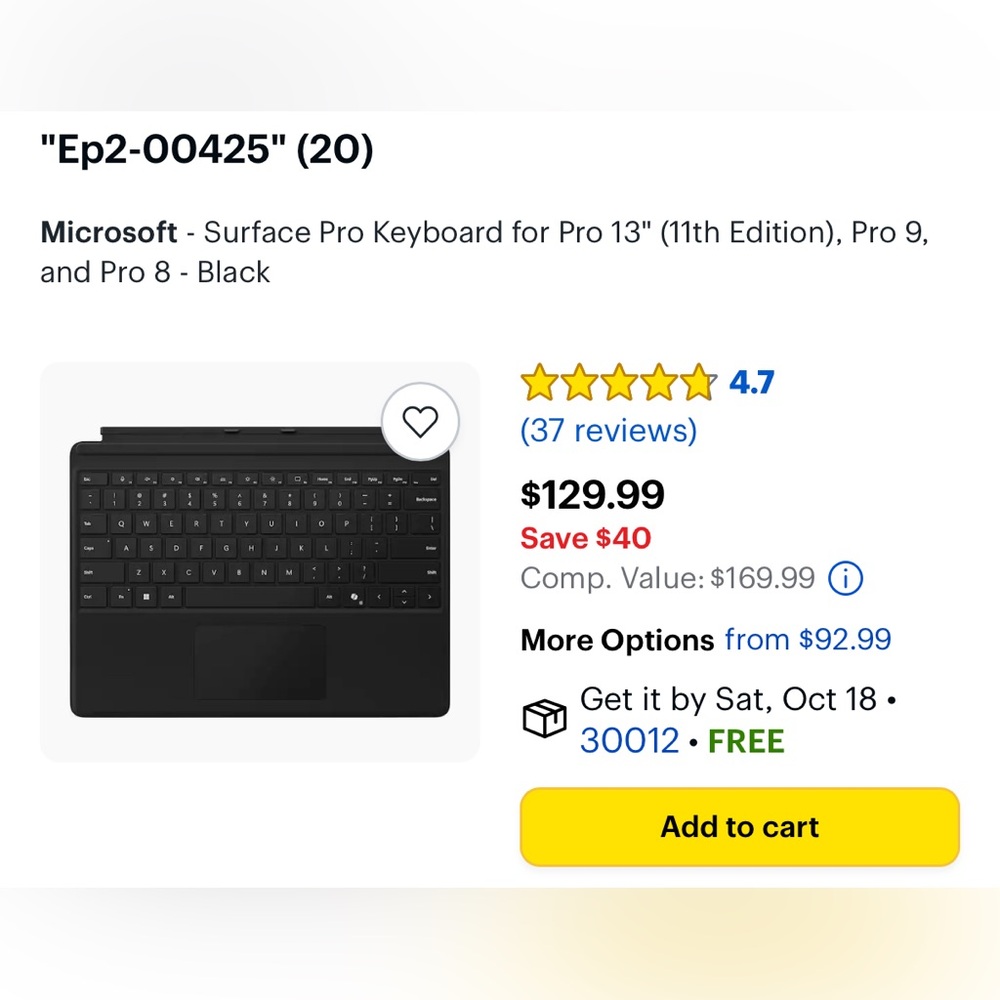 Microsoft Black Surface Pro Keyboard